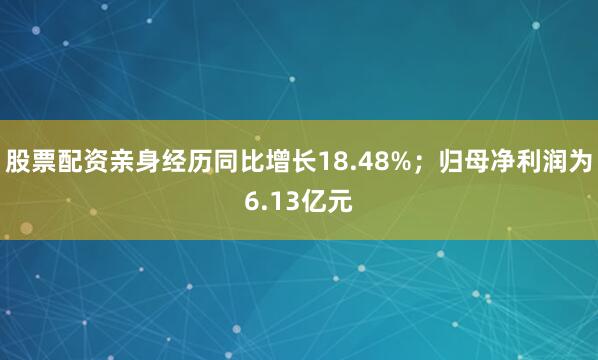 股票配资亲身经历同比增长18.48%；归母净利润为6.13亿元